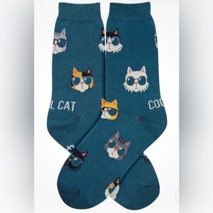 Cool Cats Women's Crew Socks Size4-10Blue Foot Traffic Novelty Kitty
Fashion